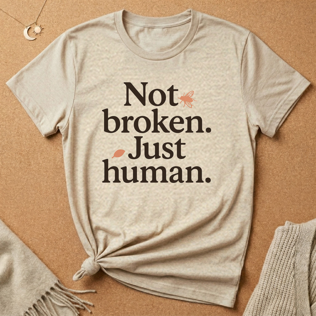 Not Broken. Just Human. (with Fly) Tee