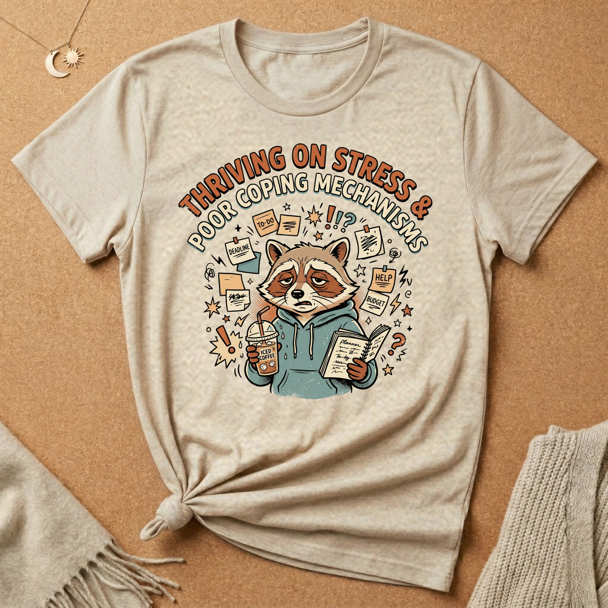 Thriving on Stress and Poor Coping Mechanisms Racoon Tee