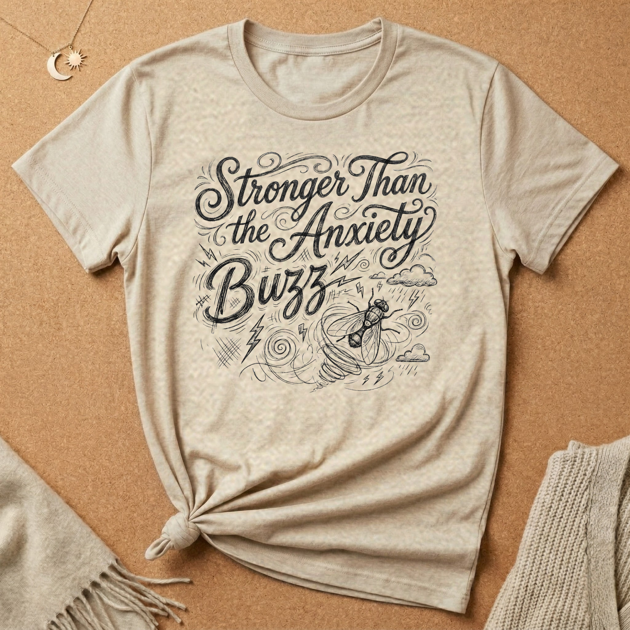 Stronger Than the Anxiety Buzz Notebook Doodle Tee