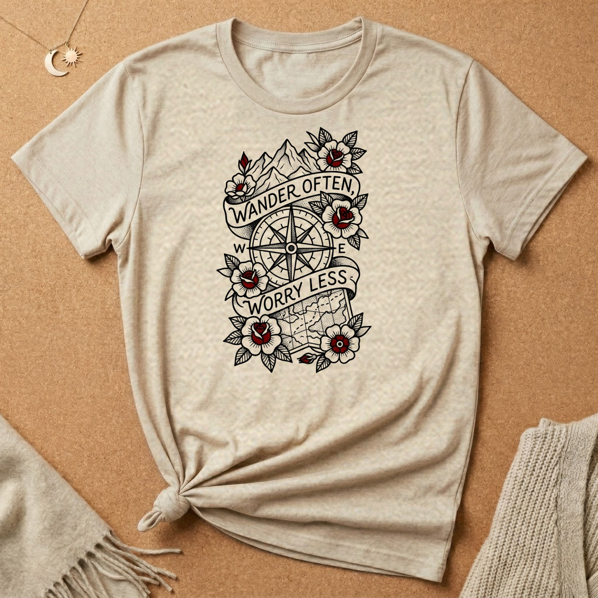 Wonder Often, Worry Less Compass Tee