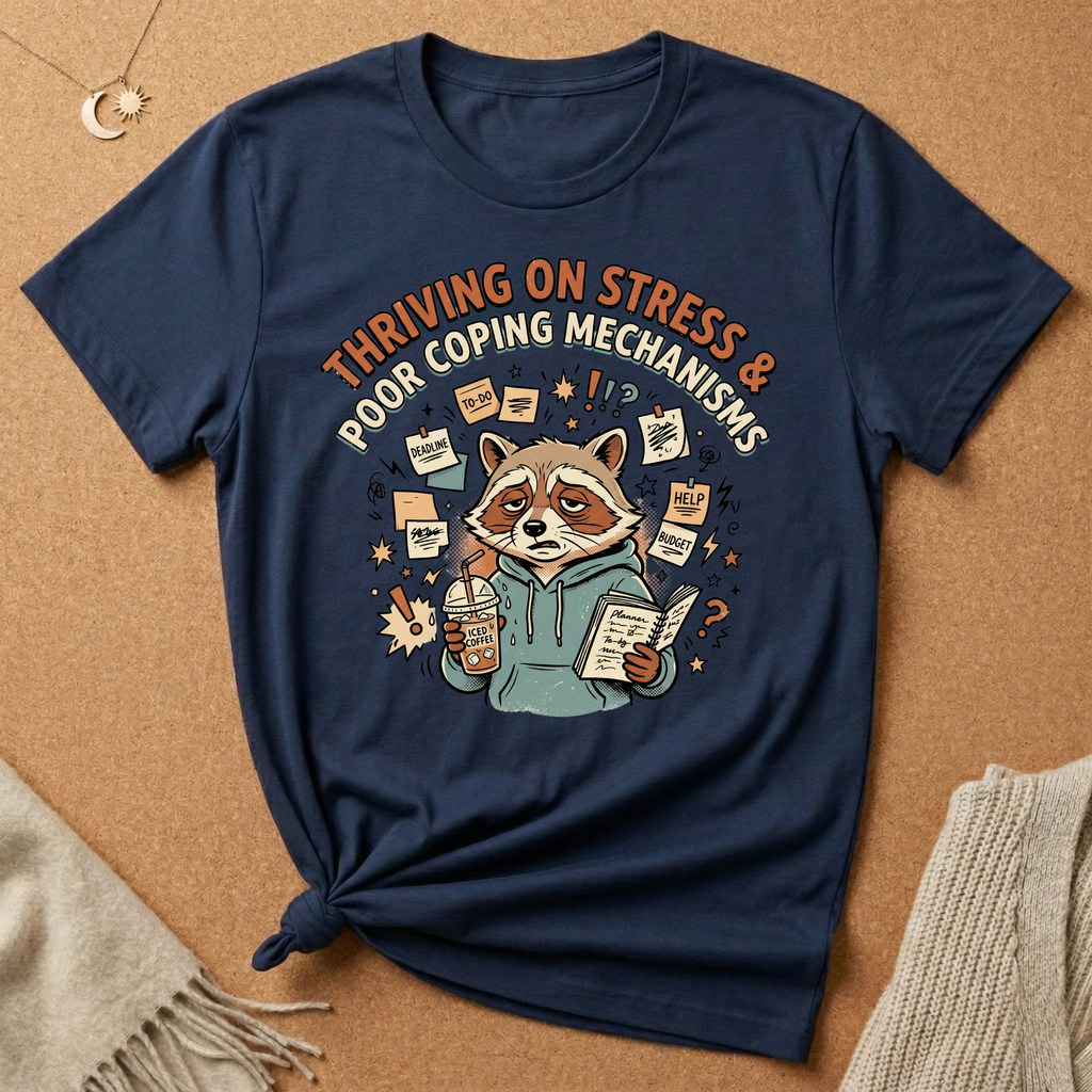 Thriving on Stress and Poor Coping Mechanisms Racoon Tee