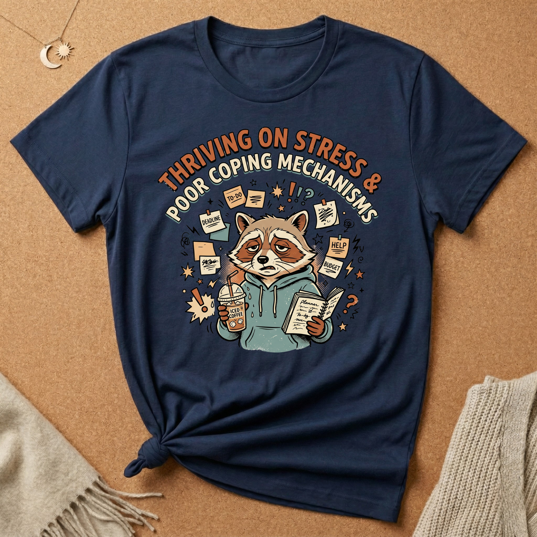 Thriving on Stress and Poor Coping Mechanisms Racoon Tee