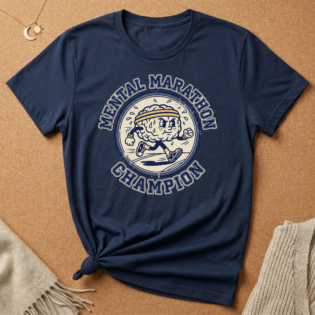 Mental Marathon Champion Brain Badge Tee
