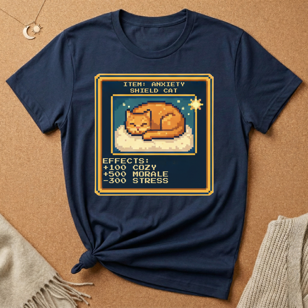 Anxiety Shield Cat Gamer Tee