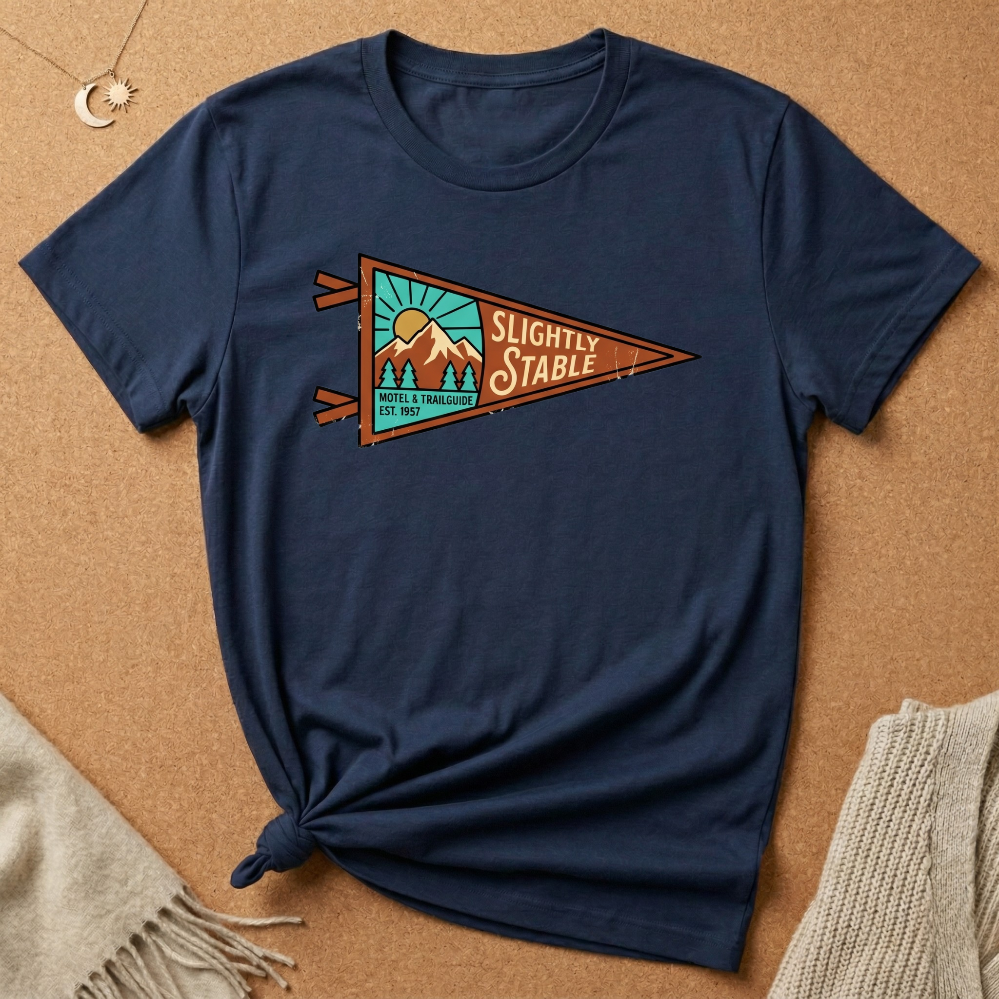 Slightly Stable with Mountains Flag Tee