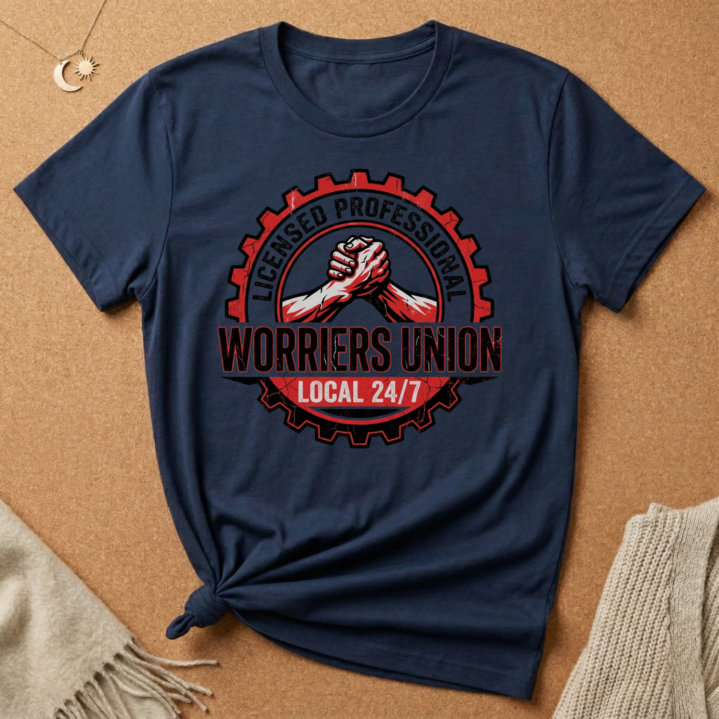 Licensed Professional Worrier's Union Local 24/7 Badge Tee