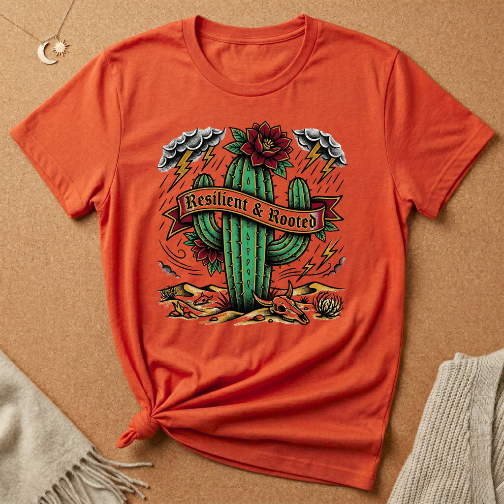 Resilient and Rooted with cactus Tee