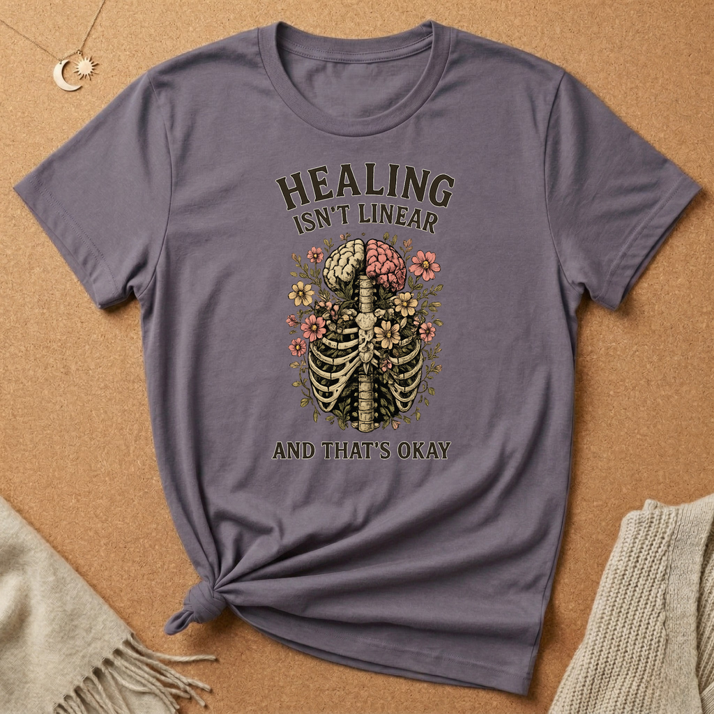 Healing Isn't Linear and That's Okay Skeleton Tee