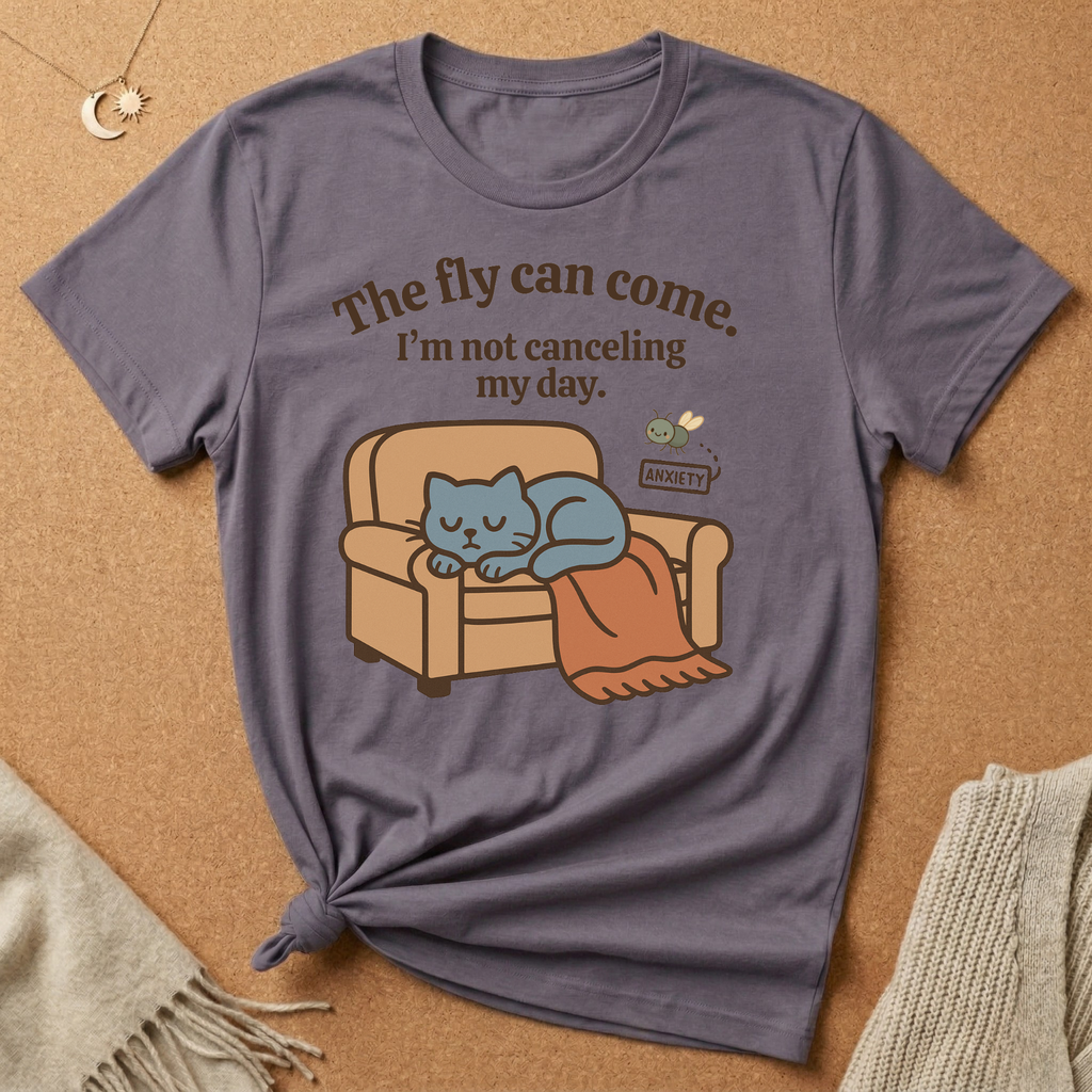 The fly can come. I'm not canceling my day. Cat with Anxiety fly Tee