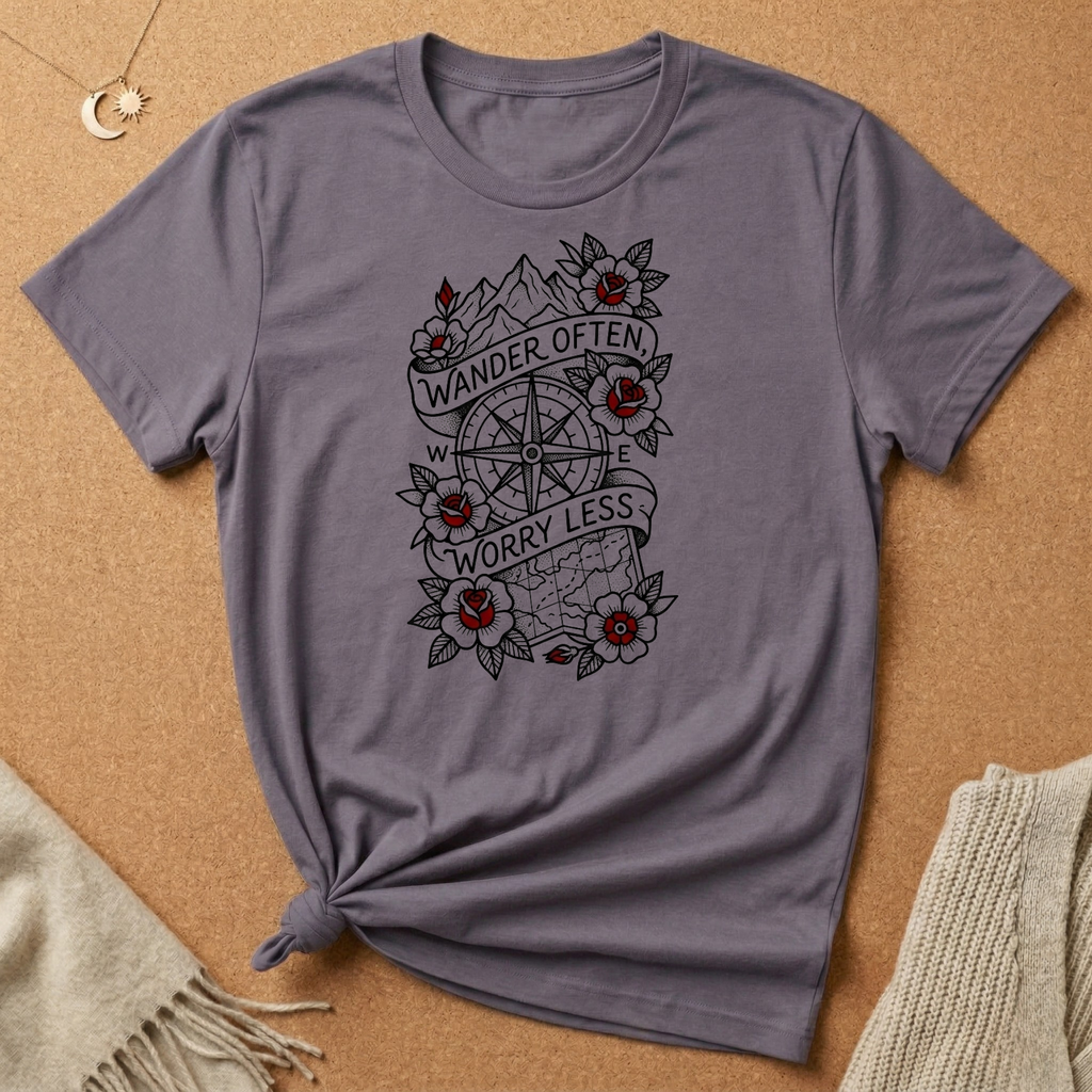 Wonder Often, Worry Less Compass Tee