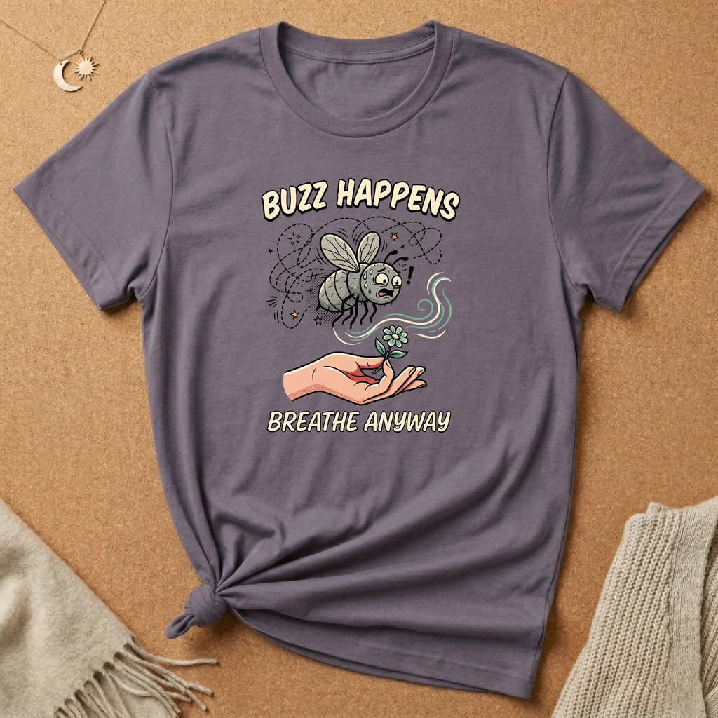 Buzz Happens Breathe Anyway Anxious Fly Tee