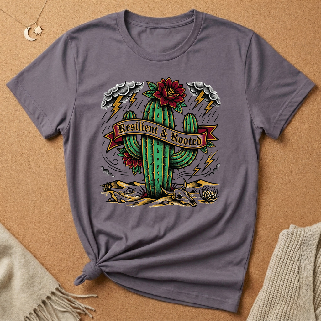 Resilient and Rooted with cactus Tee