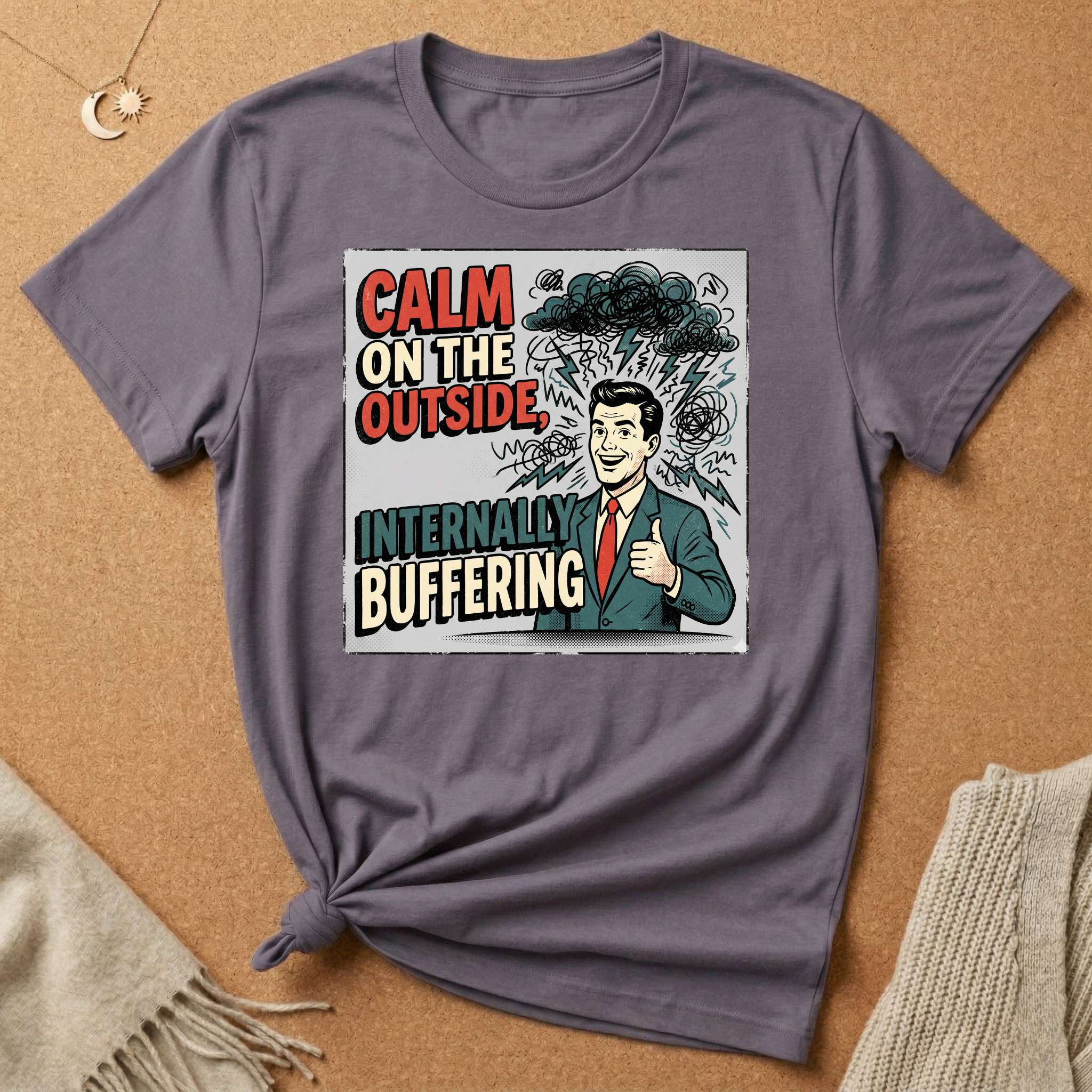 Calm on the Outside, Internally Buffering Vintage Ad Tee