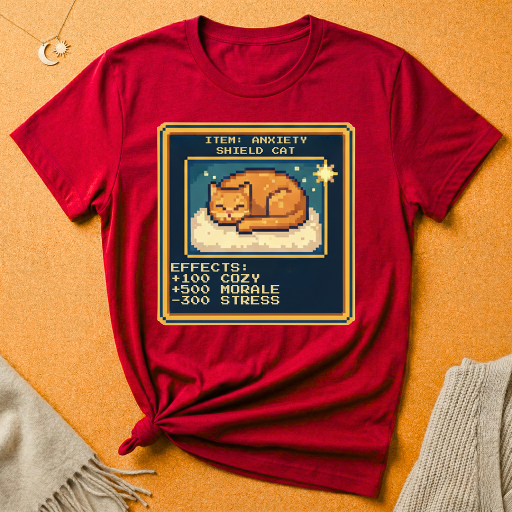 Anxiety Shield Cat Gamer Tee