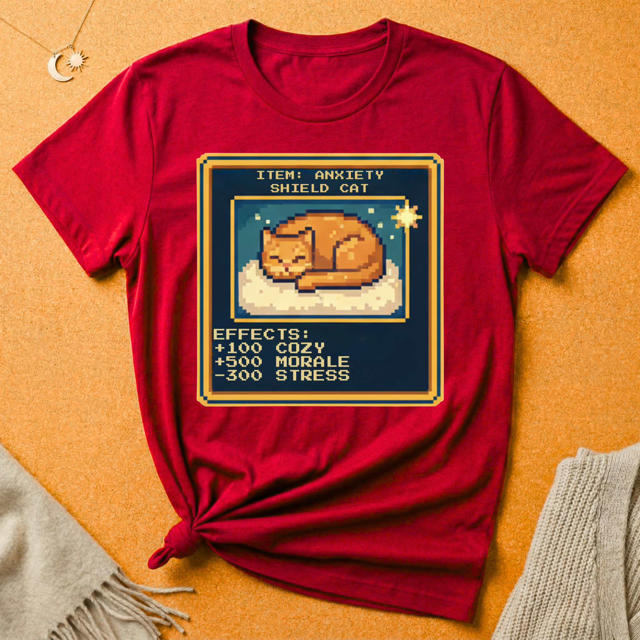 Anxiety Shield Cat Gamer Tee