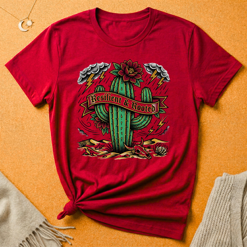 Resilient and Rooted with cactus Tee