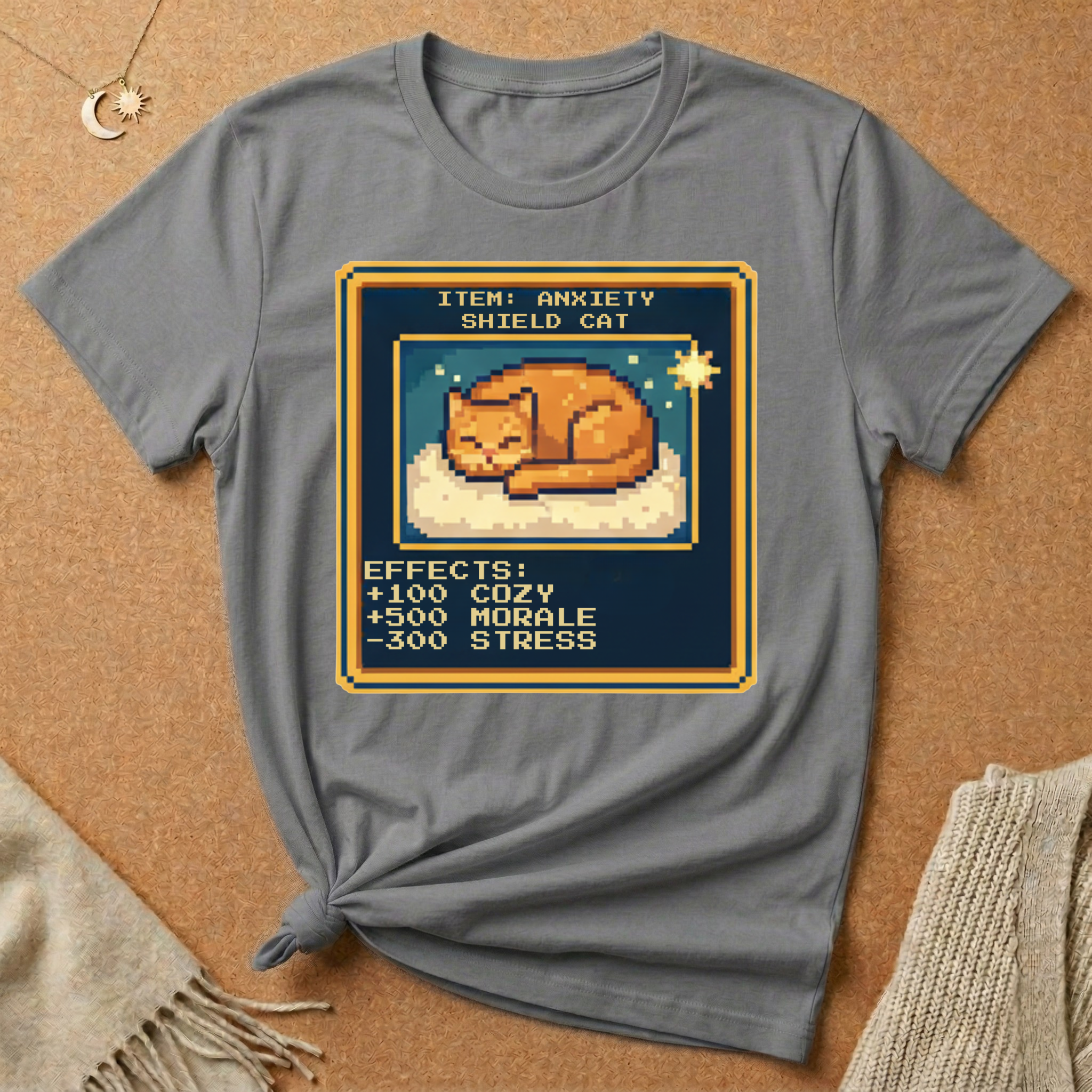 Anxiety Shield Cat Gamer Tee