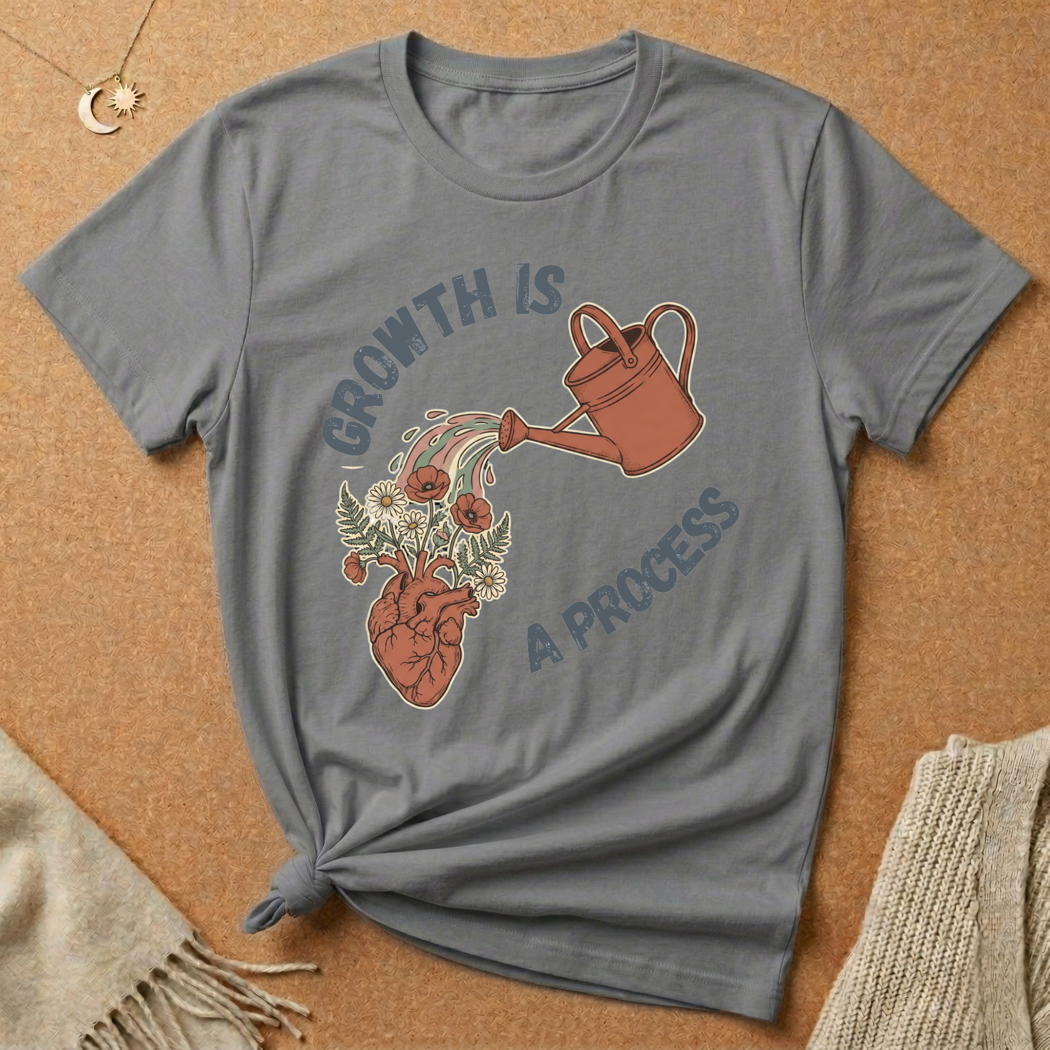 Growth Is a Process with heart and watering can Tee