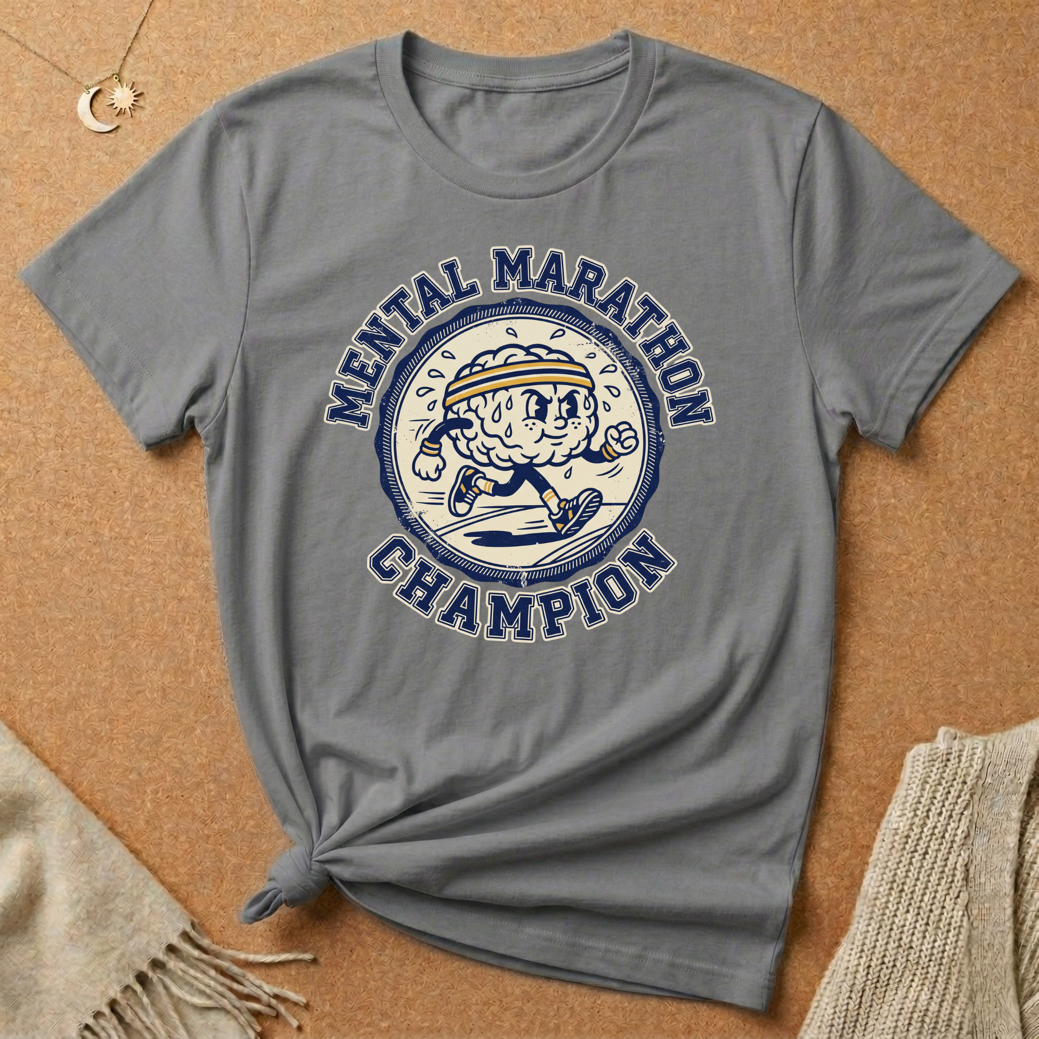 Mental Marathon Champion Brain Badge Tee