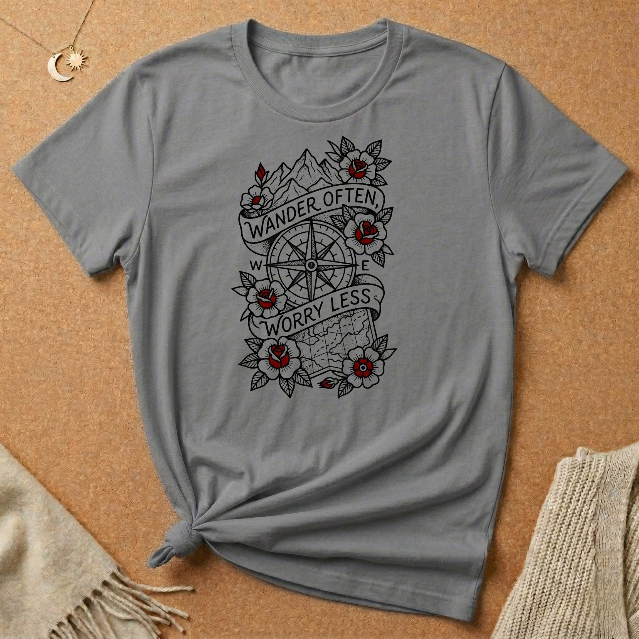 Wonder Often, Worry Less Compass Tee