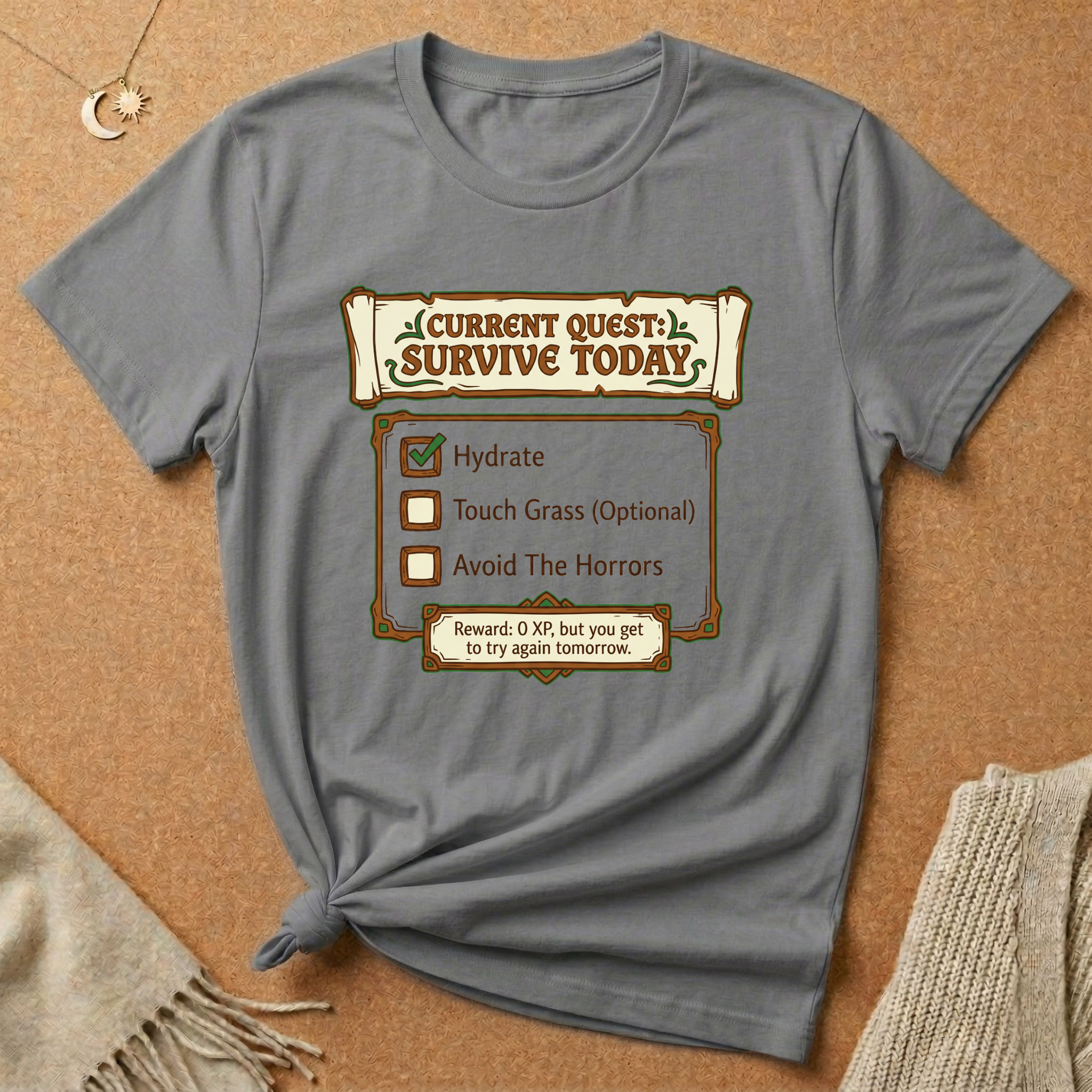 Current Quest: Survive Today RPG Tee