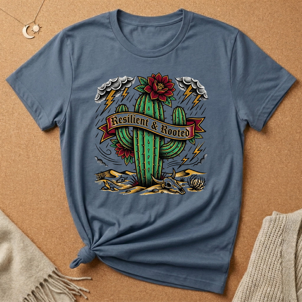Resilient and Rooted with cactus Tee