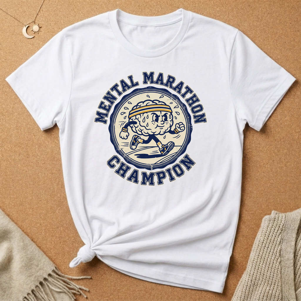 Mental Marathon Champion Brain Badge Tee