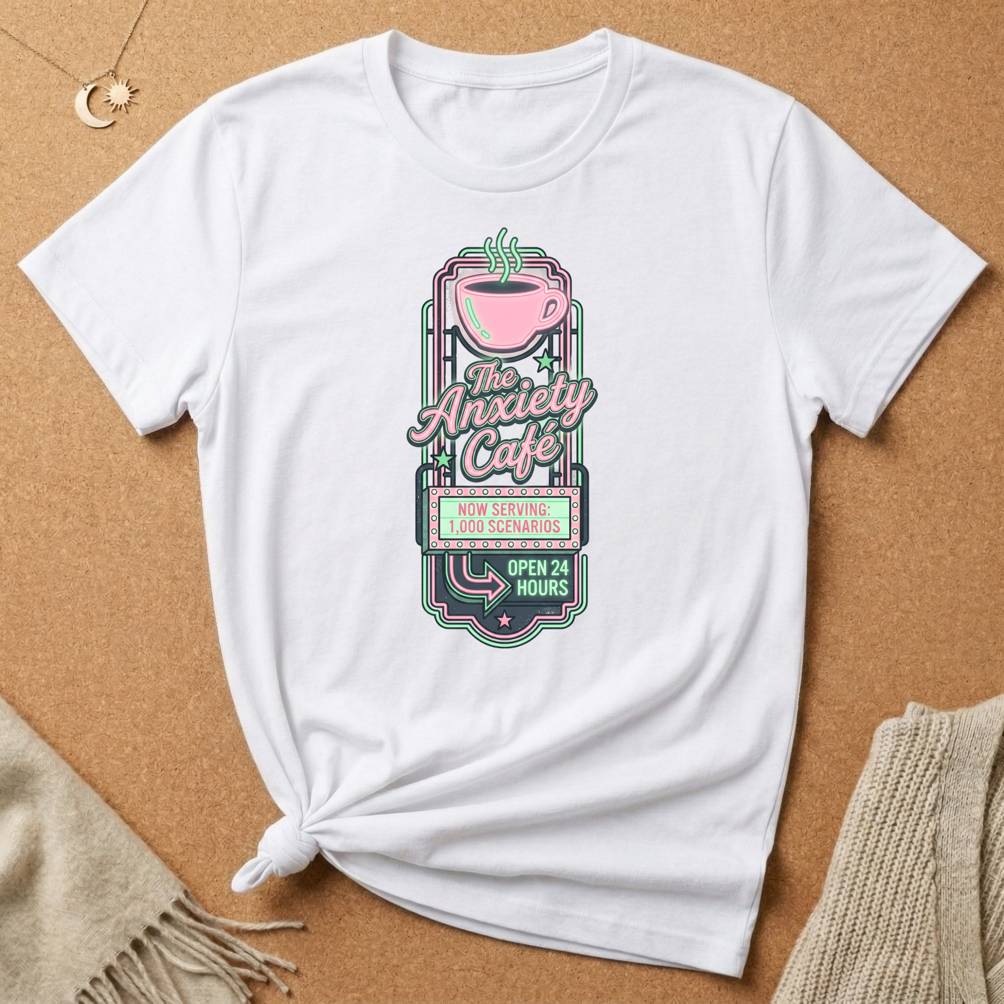 The Anxiety Cafe Neon Sign Tee