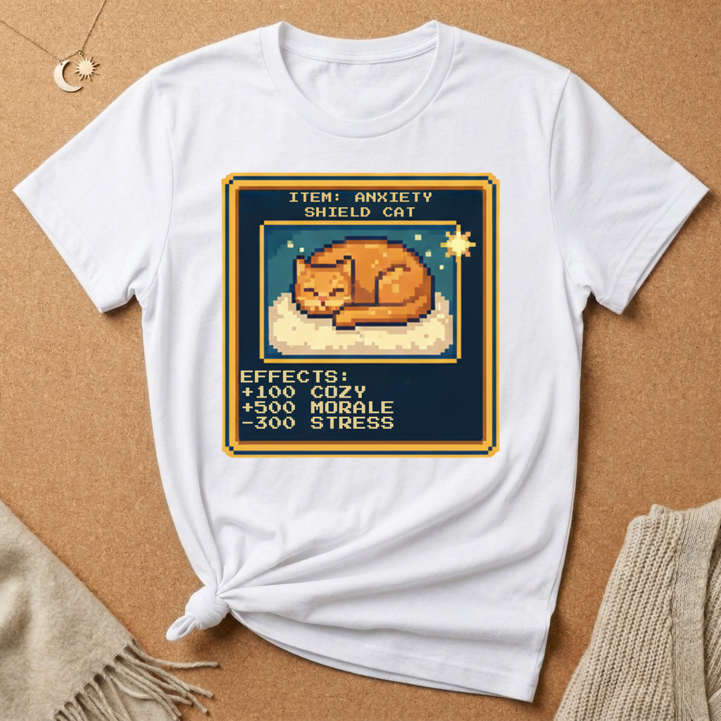 Anxiety Shield Cat Gamer Tee