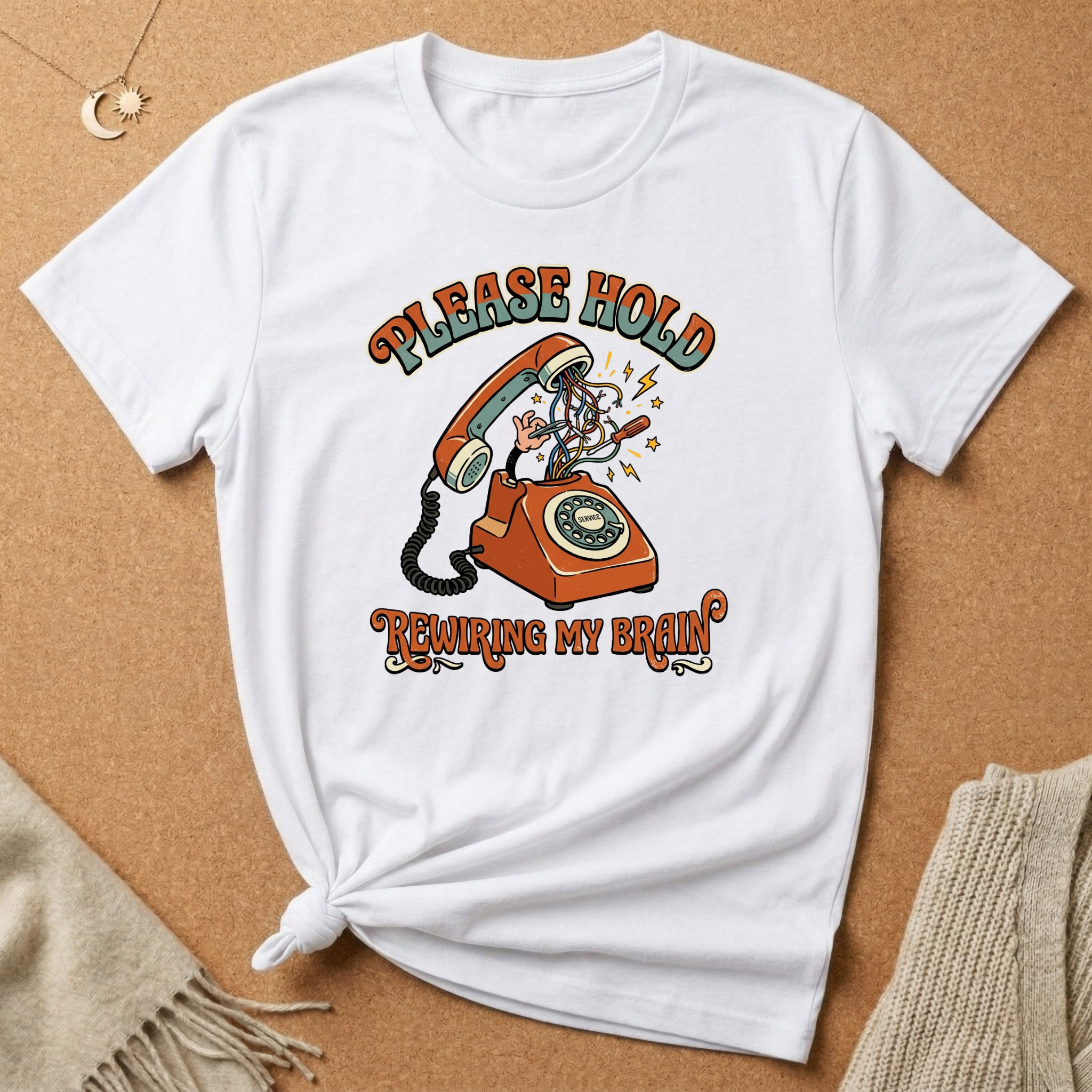 Please Hold Rewiring My Brain Tee