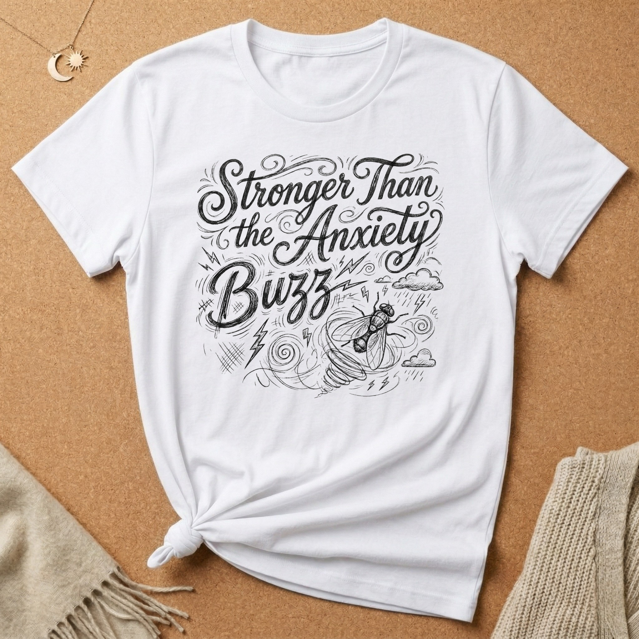 Stronger Than the Anxiety Buzz Notebook Doodle Tee