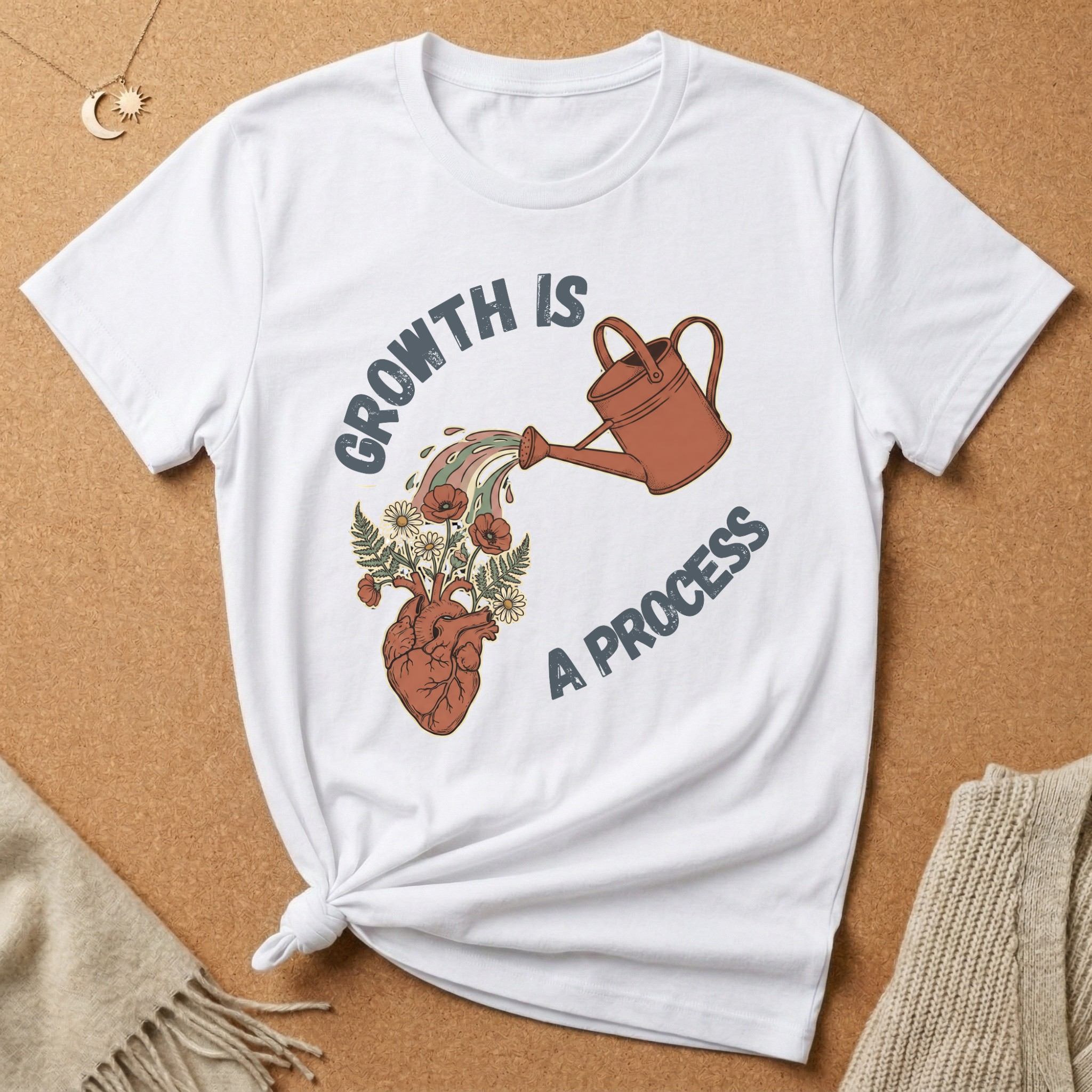 Growth Is a Process with heart and watering can Tee