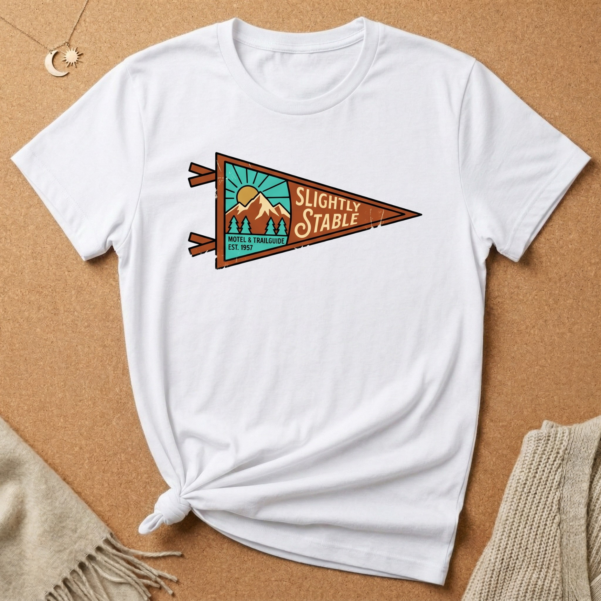 Slightly Stable with Mountains Flag Tee
