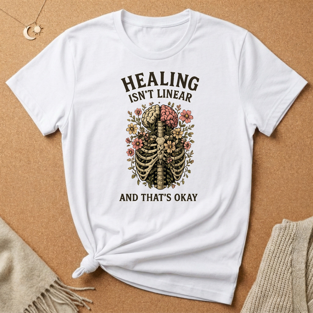 Healing Isn't Linear and That's Okay Skeleton Tee