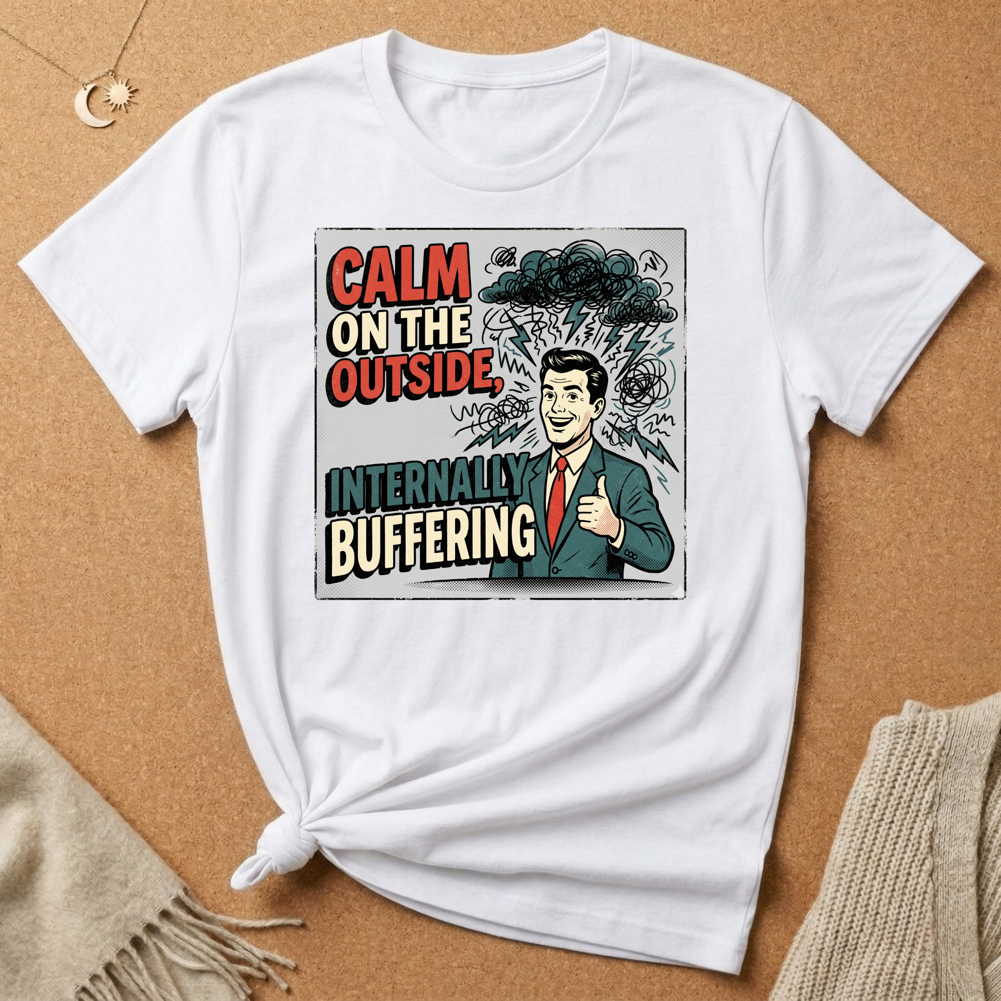Calm on the Outside, Internally Buffering Vintage Ad Tee