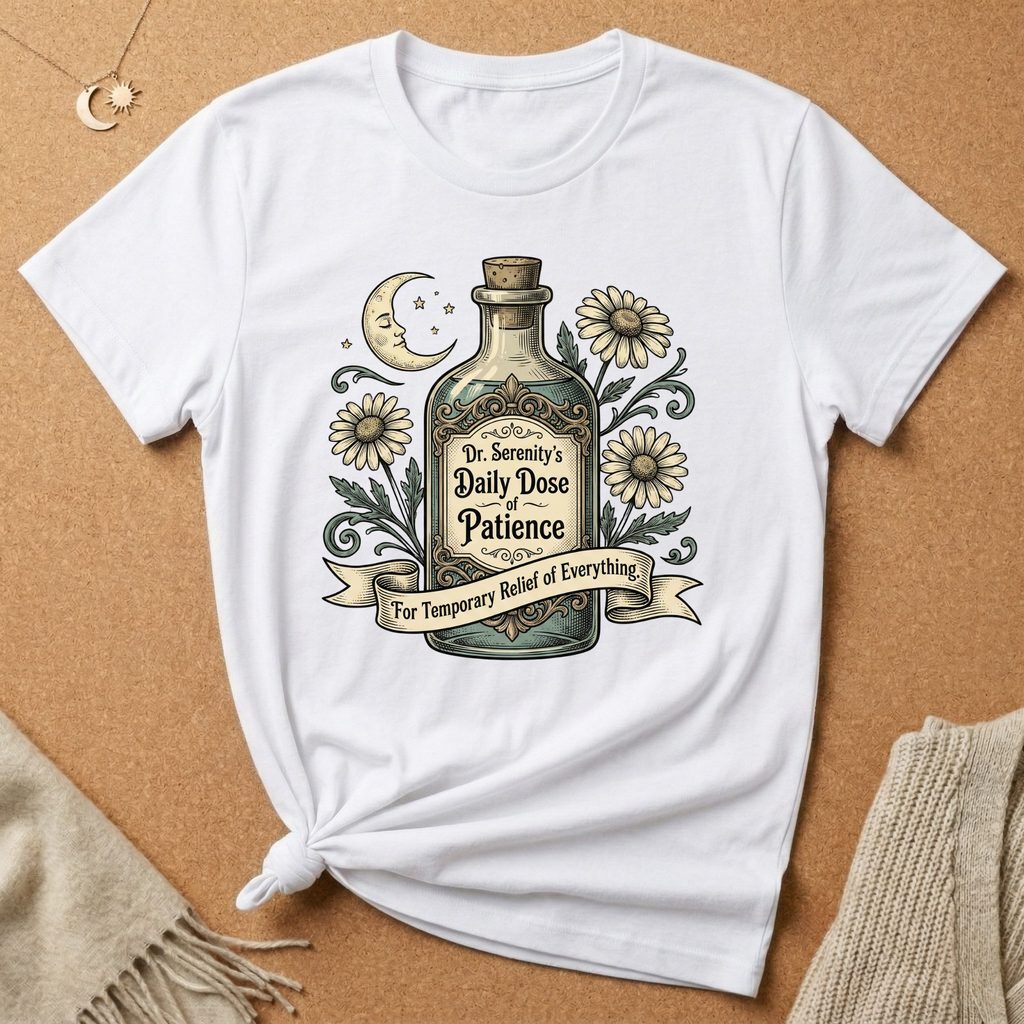 Daily Dose of Patience Apothecary Bottle Tee