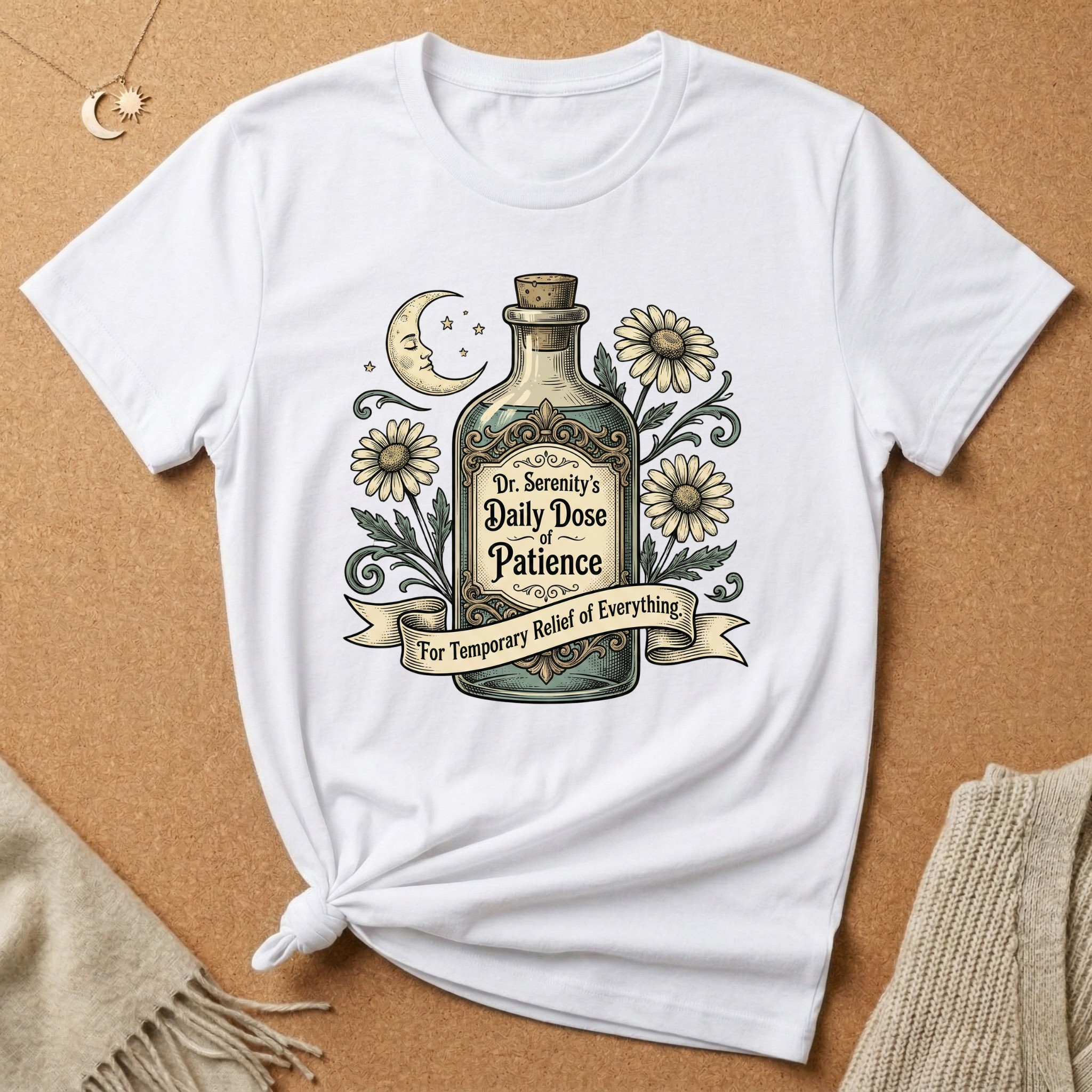 Daily Dose of Patience Apothecary Bottle Tee