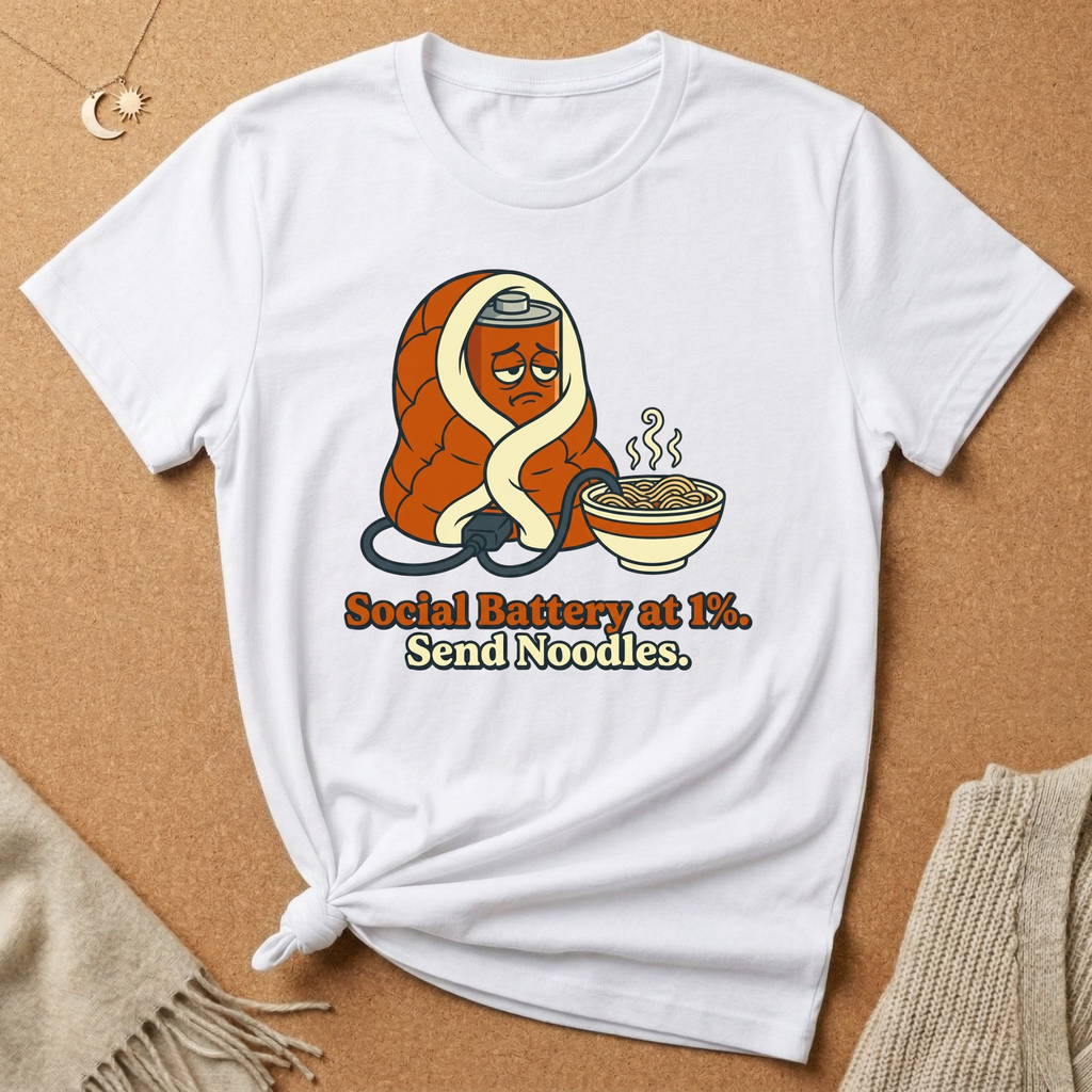 Send Noodles Social Battery in Blanket Tee