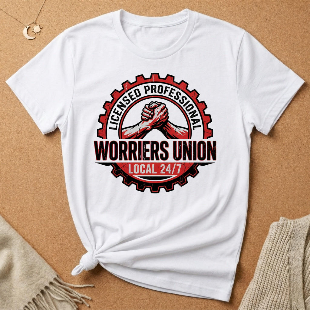 Licensed Professional Worrier's Union Local 24/7 Badge Tee