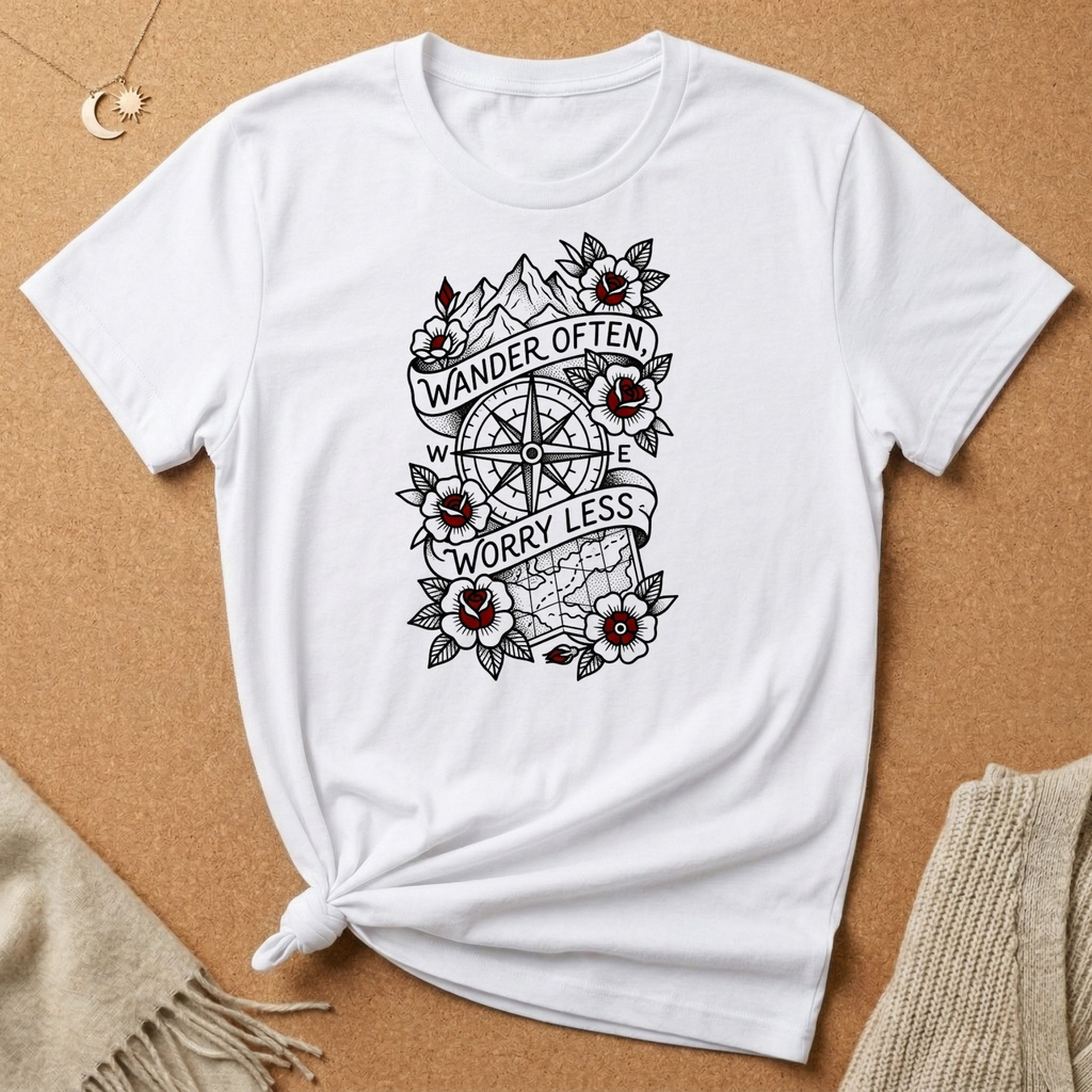 Wonder Often, Worry Less Compass Tee