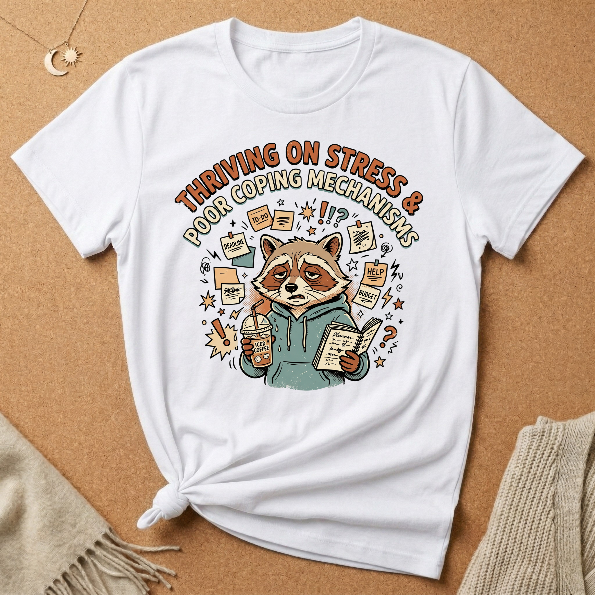 Thriving on Stress and Poor Coping Mechanisms Racoon Tee