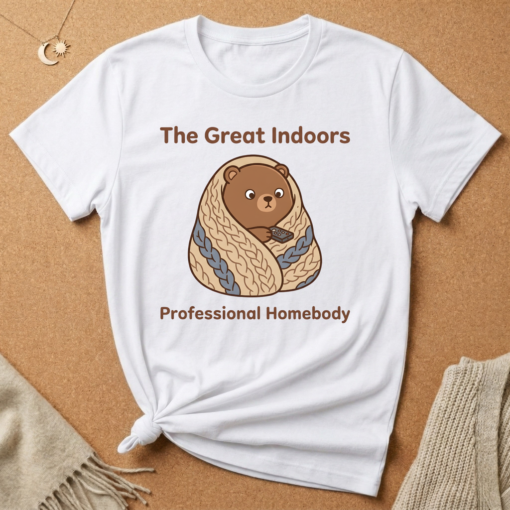 The Great Indoors Tee – "Professional Homebody" Cozy Bear Tee